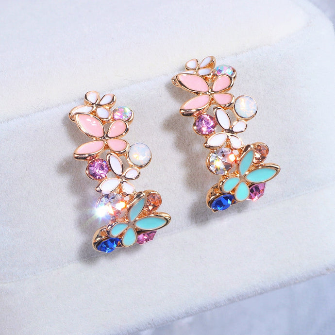 Colorful crystal butterfly earrings